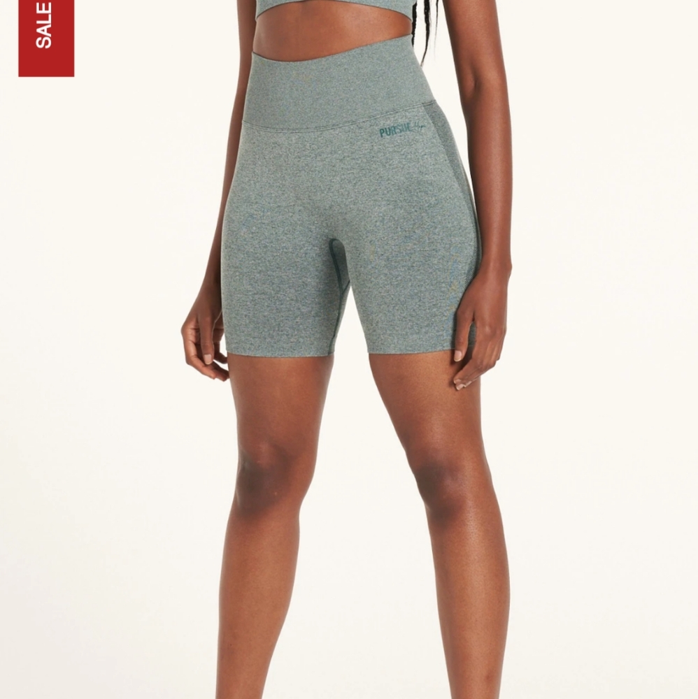 Pursue Fitness x Hopescope Dark Green Marl Biker Shorts M